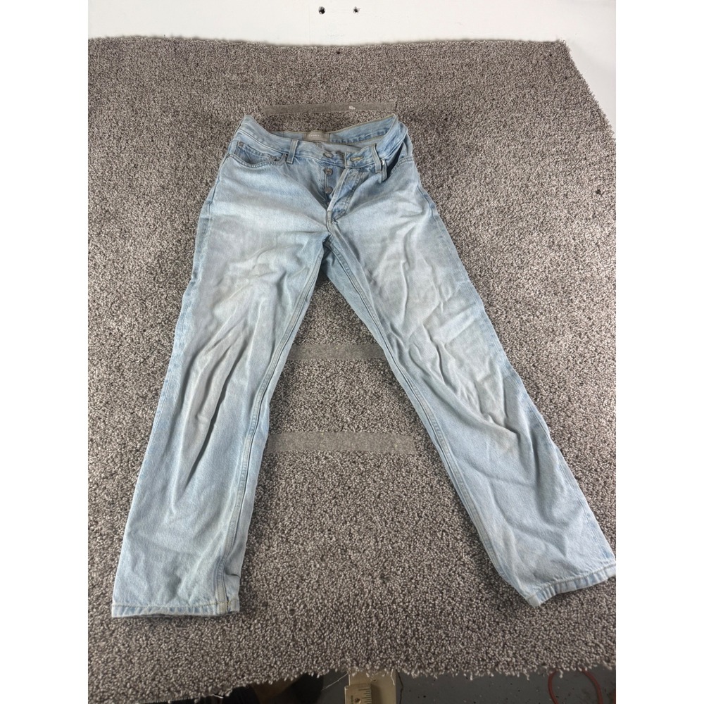 Everlane Women Light Wash Organic Cotton Button Fly Straight Leg Jeans 28